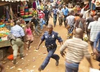 Cinematic Documentary Photography Police Chasing a Suspect