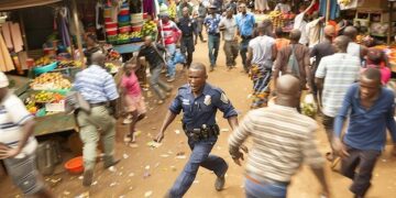 Cinematic Documentary Photography Police Chasing a Suspect