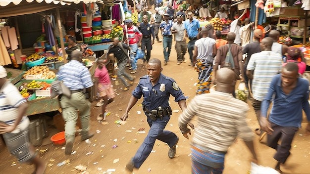 Cinematic Documentary Photography Police Chasing a Suspect